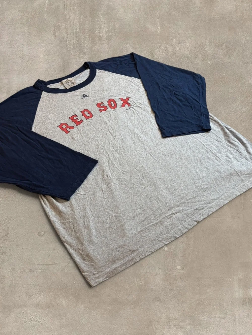 Vintage USA Made Adidas Boston Red Sox 3/4 Raglan Shirt Mens 2XL MLB Grey